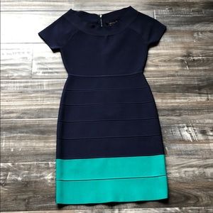 BCBG Maxazria Kisha Navy Combo Bandage Dress